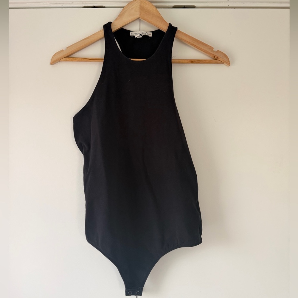 Express One Eleven Black Bodysuit Tank - breathable cotton fabric